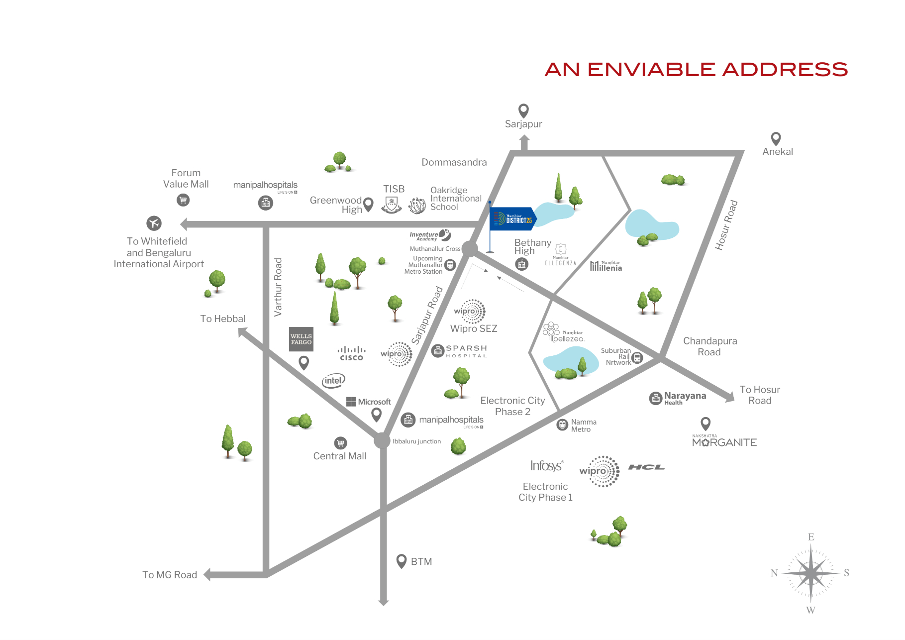 Nambiar District 25 location map Sarjapur Road Bangalore